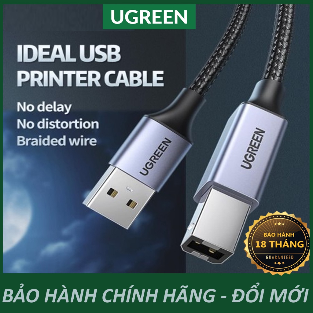 Dây Cáp máy in USB 2.0 AM to BM Ugreen US135 Chính Hãng