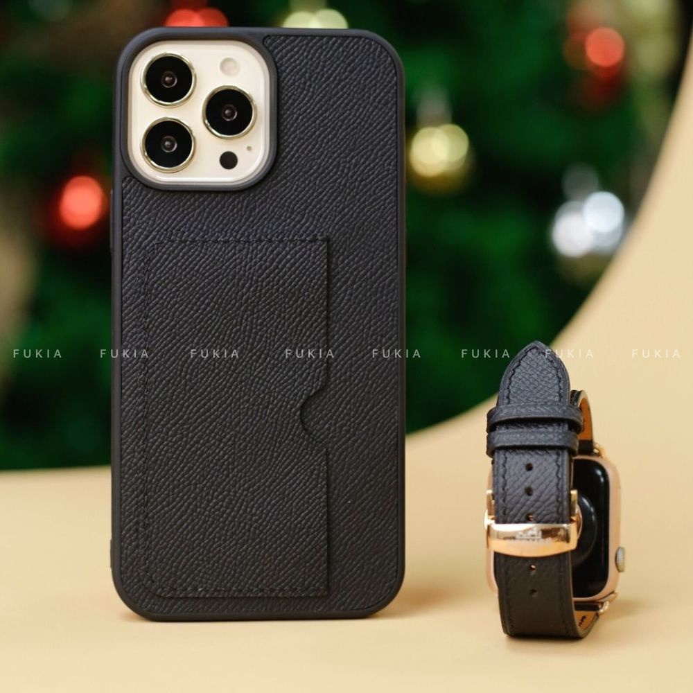 Ốp da thủ công khe thẻ ngang Epsom màu 7-11 dành cho IPhone 14/14Pro/14Promax/13/13Pro/13Promax/12/12Pro/12Prm ODTC141