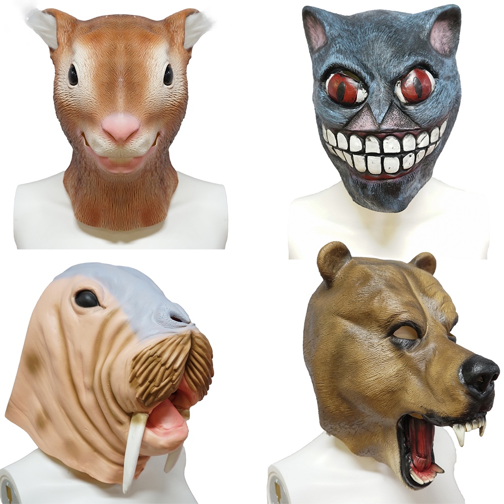 Mặt Nạ Hóa Trang halloween Bằng latex Hình Động Vật Vui Nhộn Cho Người Lớn