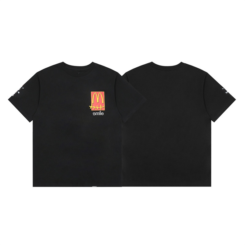 Áo Thun Cotton Tay Ngắn Dáng Rộng In Chữ M Mặt Cười Size S-XL Thời Trang Mùa Hè Cho Cặp Đôi