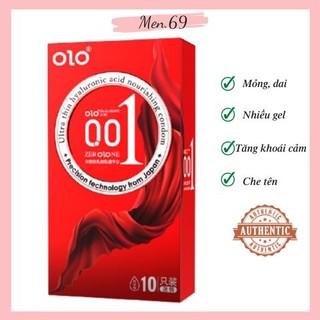 Bao cao su BCS OLO 001 Red Gân Gai nổi siêu mỏng Hộp 10 chiếc ôm khít nhiều nước bôi trơn kéo dài thời gian Men.69