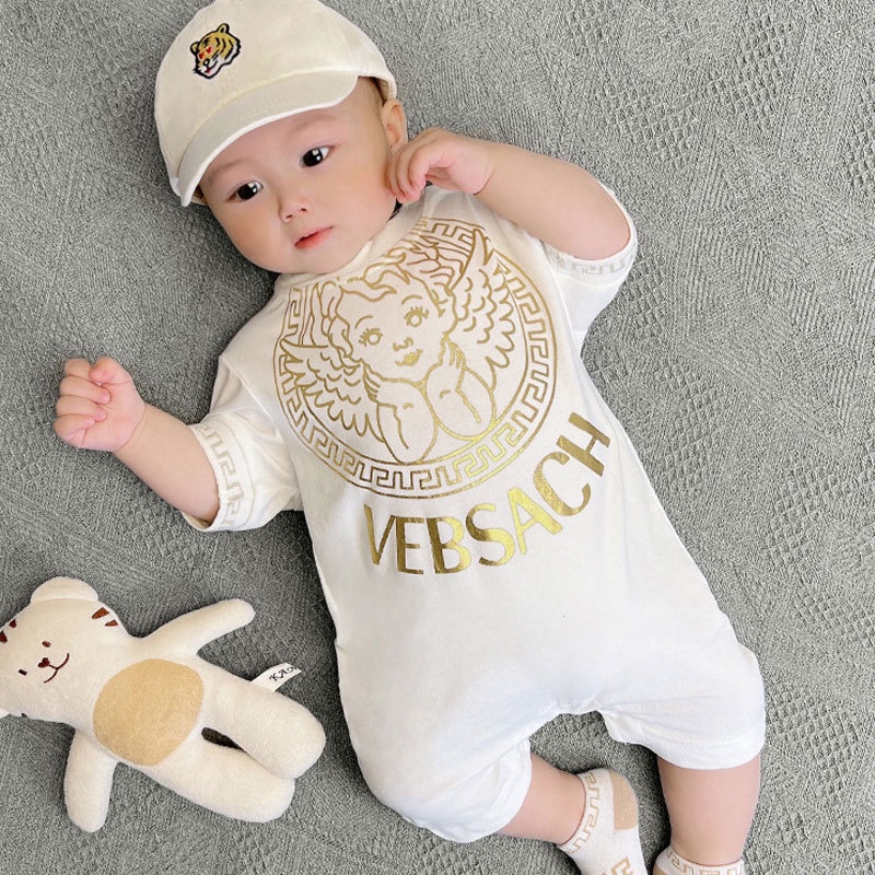 Bộ Áo Liền Quần Tay Ngắn Bằng Cotton Thời Trang Mùa Hè Mới Cho Bé Trai 0-2 Tuổi