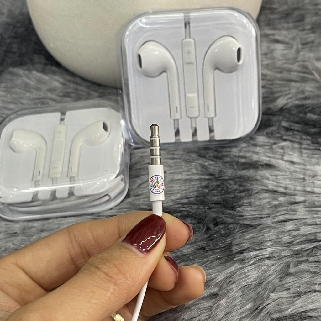 Tai nghe nhét tai 5/6/6.s/6.splus màu trắng, có hộp, logo in, jack cắm 3.5mm, có micro đàm thoại tích hợp