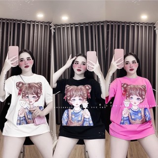 Áo Phông Cô Bé Tóc Nâu Cổ Tròn 3158 Siêu Hot