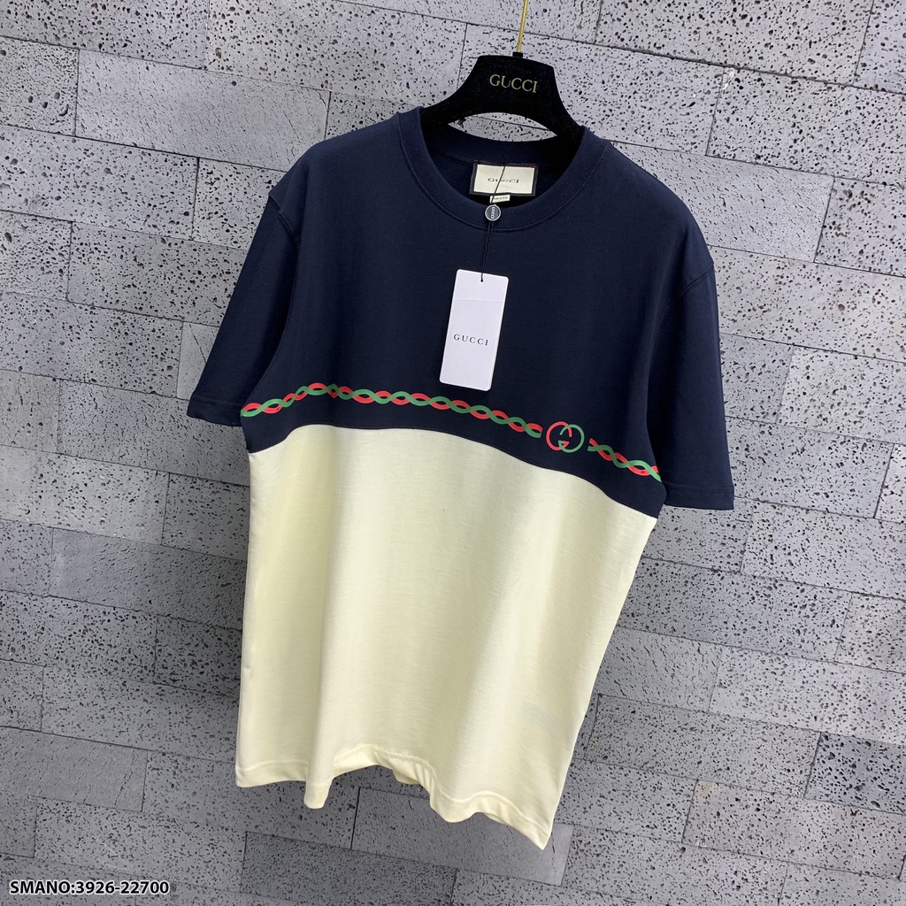 Áo phông nam nữ Premium Cotton cao cấp phối màu đen sữa dập chữ GG trước ngực siêu sang.Fashion Class