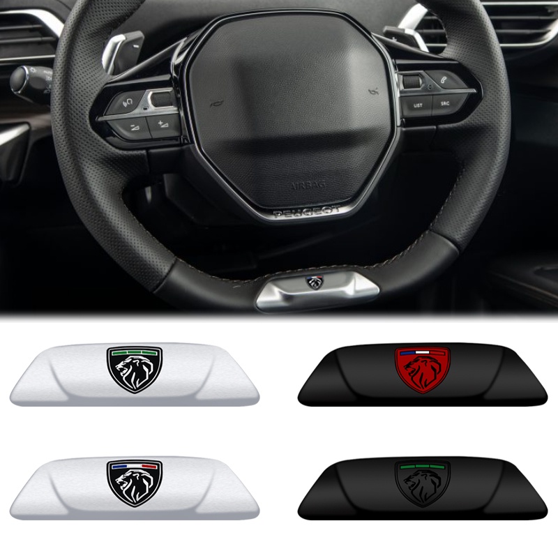 1 Miếng Dán Trang Trí Vô Lăng Xe Hơi Peugeot Lion 5008 4008 308 208 9.1x2.8cm