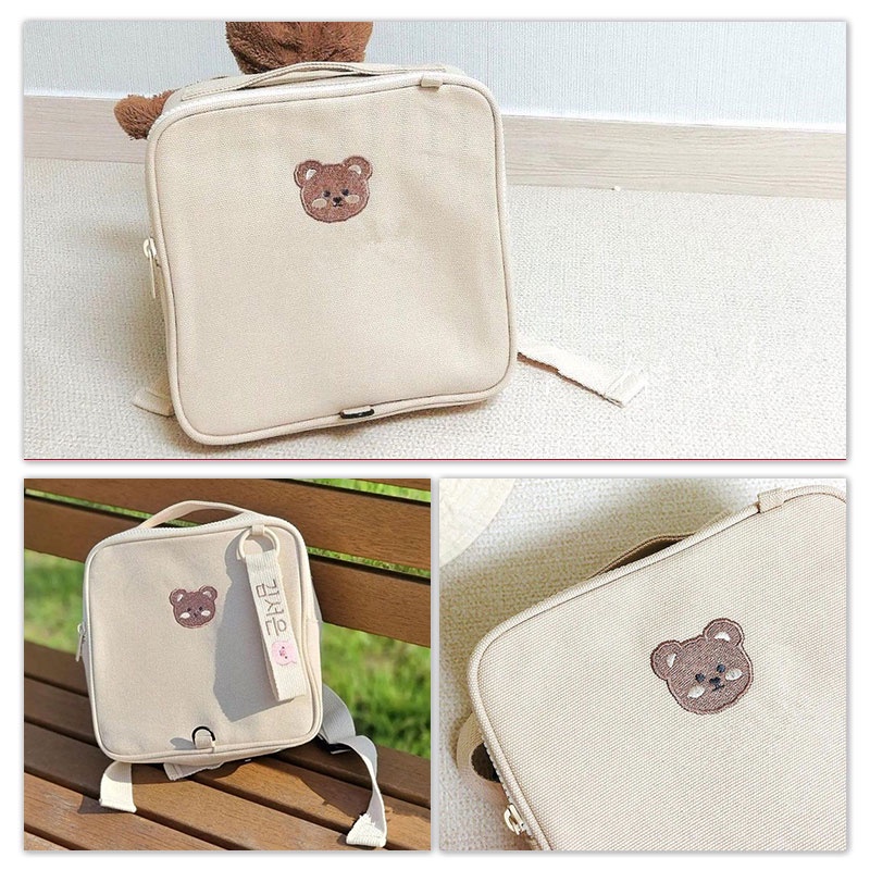 Ba Lô Đi Học Thêu Hình Gấu Chống Mất Phong Cách Hàn Quốc Mới Cho Học Sinh Mẫu Giáo