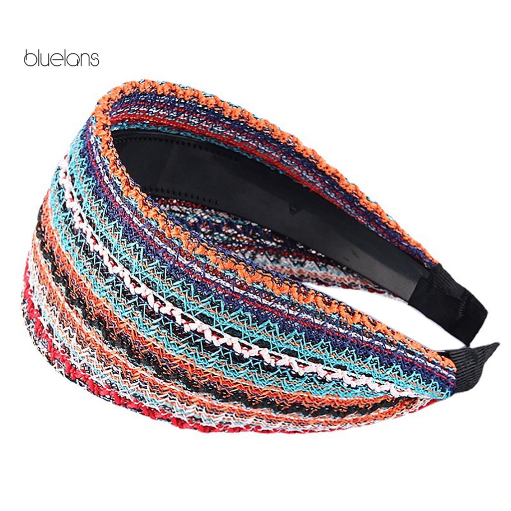 Băng Đô Cài Tóc Bản Rộng Thoáng Khí Màu Sắc Retro