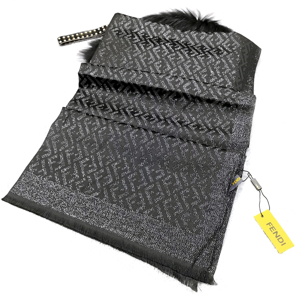 Khăn Choàng Dài Màu Trơn In Chữ FF Lấp Lánh Thời Trang Đi Biển Mới 2023 Cho Nữ