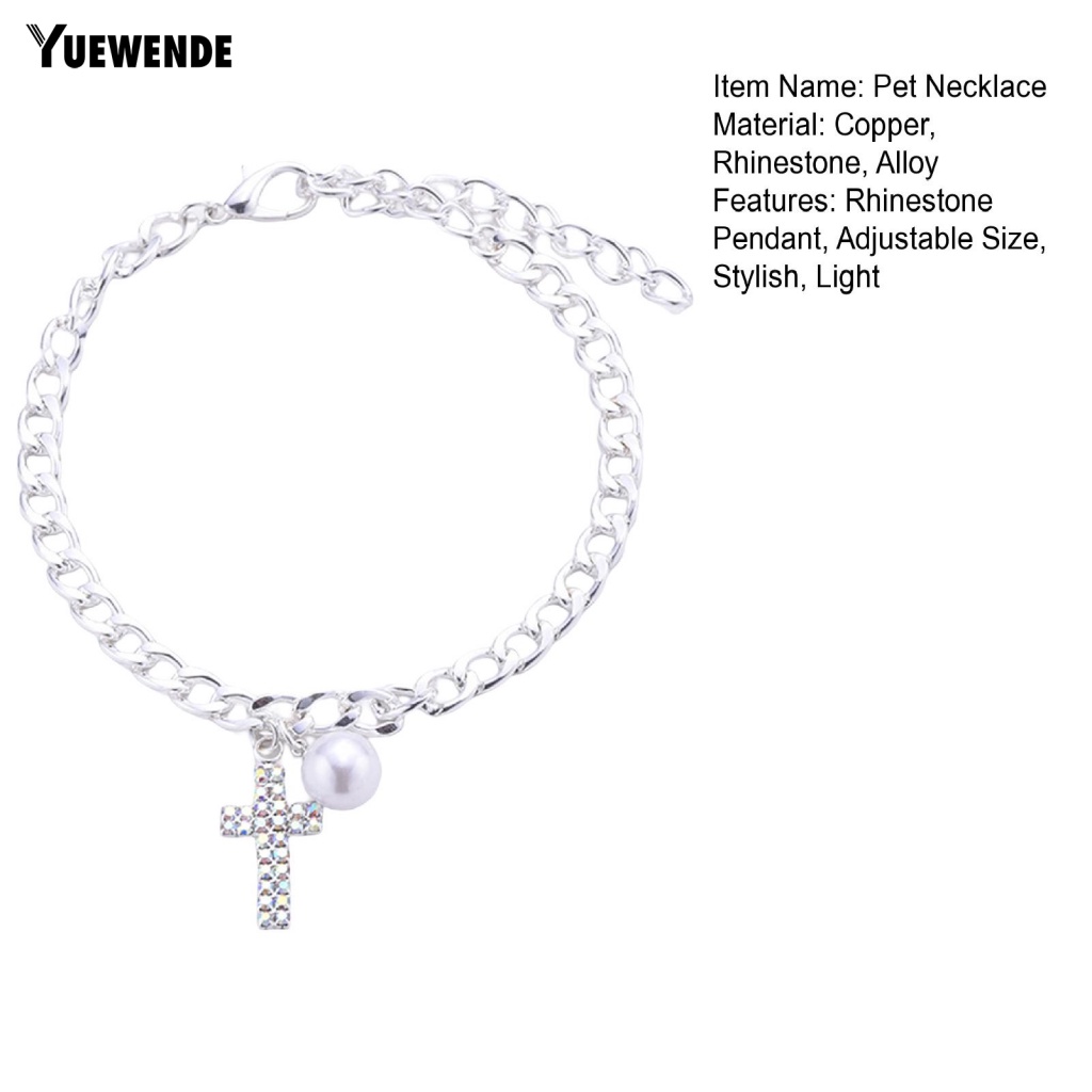 Vòng Cổ Mặt Chữ Thập Đính Đá Thanh Lịch Có Thể Điều Chỉnh Cho Thú Cưng