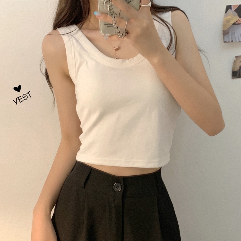 Áo Crop top Hai Dây Màu Trơn Thời Trang Mùa Xuân Hàn Quốc Mới Cho Nữ