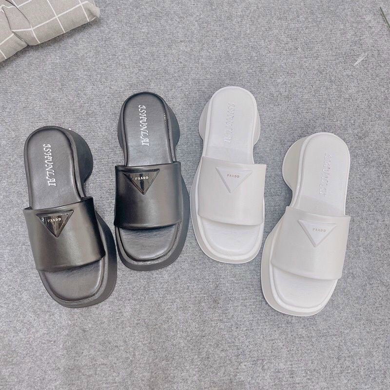 Dép Sandal Bánh Mì Mẫu Mới Hot Prada Quai Ngang Đế Đúc Khuyết Giữa Cao 5 Phân Nữ Sang Sịn Giá Rẻ