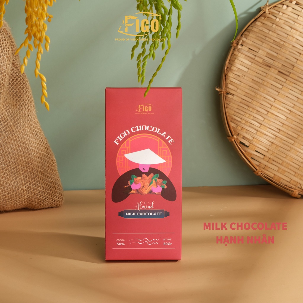 Milk Chocolate Dừa 50g FIGO, quà tặng truyền thống bao bì sản phẩm mới