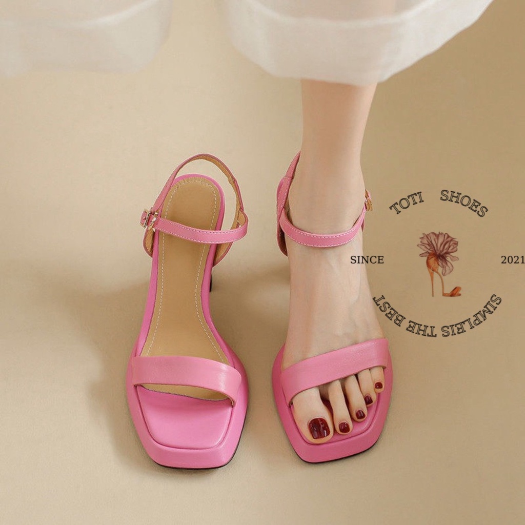 SANDAL CAO GÓT TOTIIE STORE - GIÀY THỜI TRANG QUAI NGANG 7 PHÂN - GUỐC NỮ MŨI VUÔNG ĐÚP G2304020