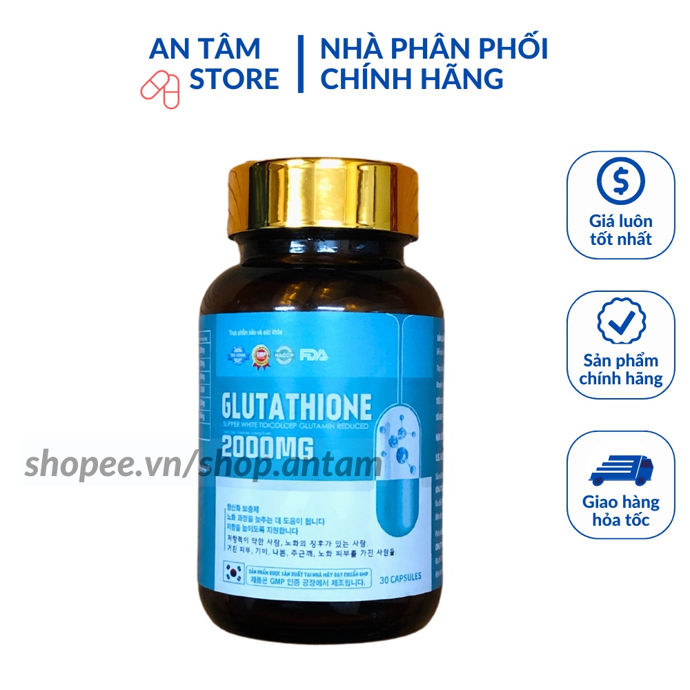 Viên Uống Trắng Da Giảm Nám Mờ Nhăn Collagen Glutathione 2000 Hộp 30 Viên