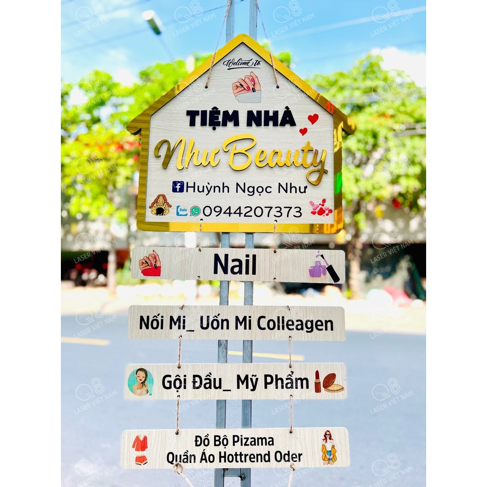Bảng Gỗ Tên Shop - Bảng Ngôi Nhà - Bảng Hiệu Treo Shop - Menu- FreeShip