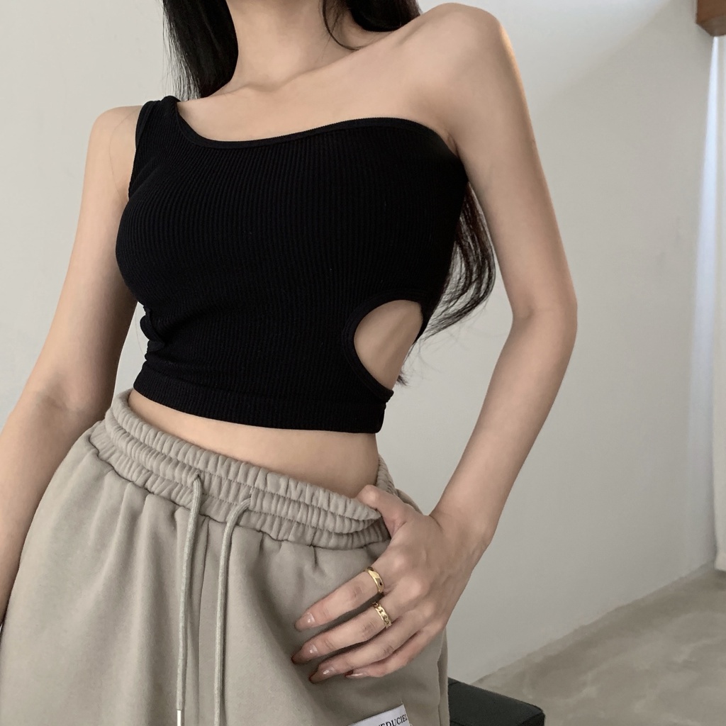 Áo Croptop Trễ Vai Phong Cách Hàn Quốc Thời Trang Quyến Rũ Cho Nữ