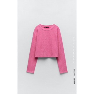 Áo len croptop hồng fushia mịn newtag size S