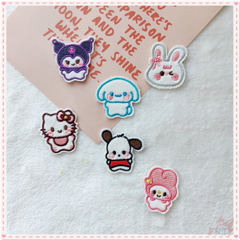 ♥ Cinnamoroll / melody / kuromi / hello kitty / pochacco - Miếng Dán Tự Dính Nhồi Bông ♥ 1 Miếng Dán Ủi Lên Quần Áo / Túi Xách Thêu Họa Tiết Hoạt Hình Dễ Thương diy
