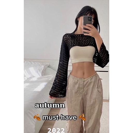 Áo khoác lưới len y2k handmade