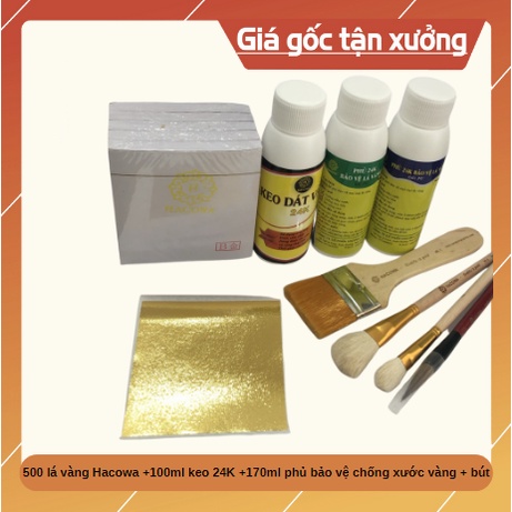 Combo 500 lá vàng cao cấp kèm keo 24k và phụ kiện dát trên kim loại, gỗ, nhựa tạo hiệu ứng bóng láng cho sản phẩm