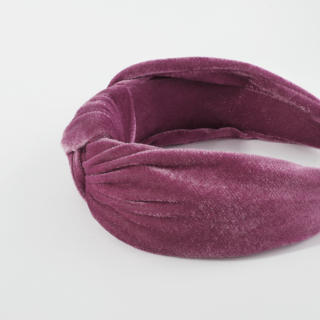 Băng Đô Nhung Cài Tóc Bản Rộng Màu Trơn Thời Trang Thu Đông Vintage