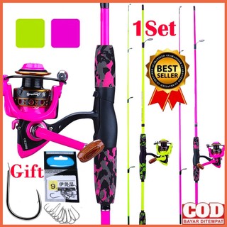 Bộ câu cá 1.2m 1.8m 2 cái cần câu carbon và 12bb tỷ số bánh răng 5.2:1 combo câu cá