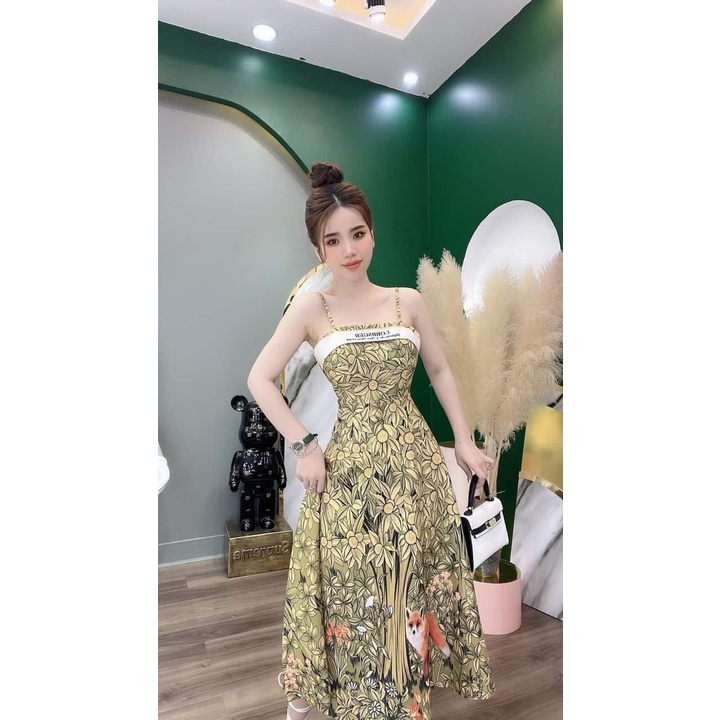 Đầm thiết kế in nhiệt 3D phom dài