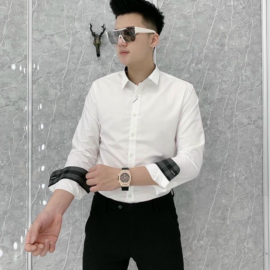 Sơ Mi Nam Phối Tay Cổ Bbr Trơn Mịn Không Nhăn Không Pai Không Xù