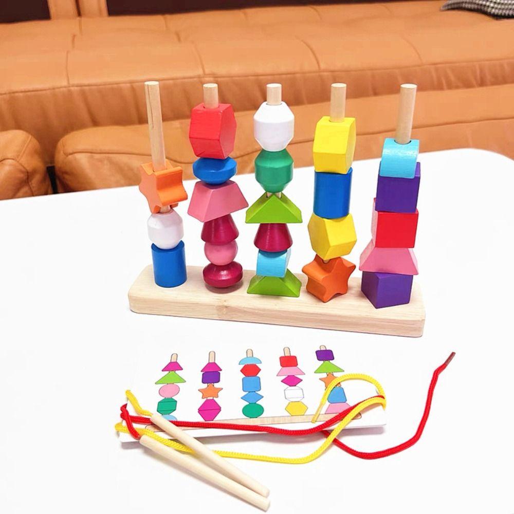 JARRED Đồ Chơi Khối Gỗ Nhiều Màu Sắc Rèn Luyện Trí Thông Minh Cho Trẻ Em