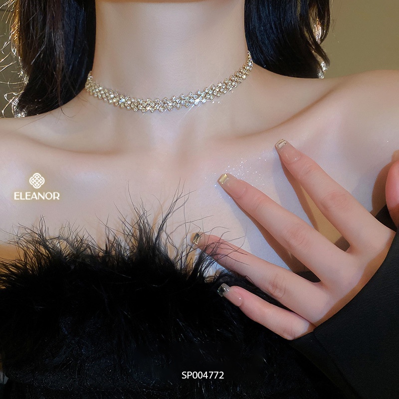 Dây chuyền nữ Eleanor Accessories choker hình ziczac đính đá phụ kiện trang sức 4772