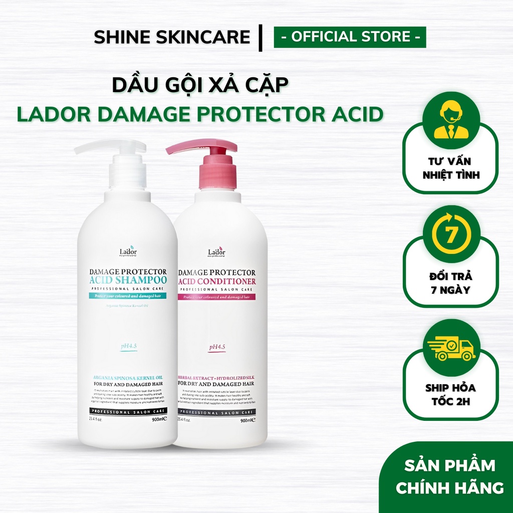 Dầu gội xả cặp cho tóc da dầu phục hồi hư tổn khô xơ collagen dưỡng mượt chăm sóc tóc nhuộm uốn Lador - Shine.skincare