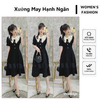 Váy nữ xinh dài tiểu thư khóa lưng hàng cúc trước HẠNH 96 V102