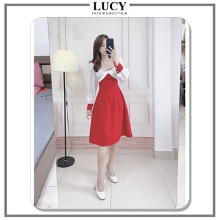 Váy Luxy V30396 Chất Liệu Tuyết Mưa Phối Tơ Cao Cấp
