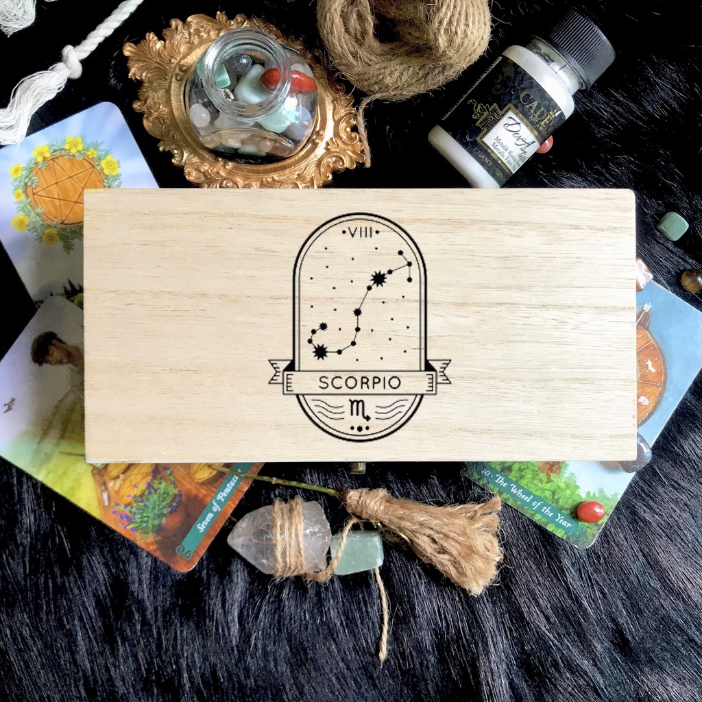 Hộp đựng bài tarot cung Bọ cạp (tặng túi đựng bài + lót lông), hộp đựng tarot Lilidatarot