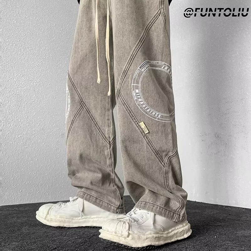 Quần jean trắng trẻ tuổi Quần hiphop unisex thời trang quần bò ống đứng hiphop quần jean bé trai