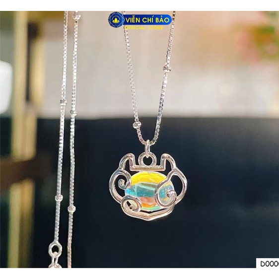 Dây chuyền trường mệnh đá mặt trăng chất liệu bạc Thái 925 thời trang phụ kiện trang sức nữ Viễn Chí Bảo D000058