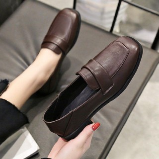 Giày da nữ phong cách retro Hàn Quốc - Ảnh thật