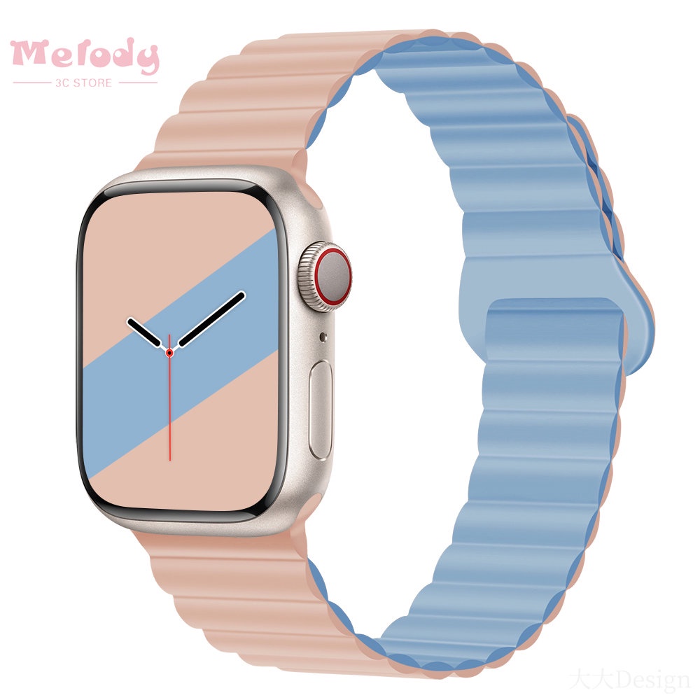 Dây Đeo Đồng Hồ Từ Tính Thông Minh Bằng Silicon Màu Kẹo Dành Cho iwatch 45 / 44 / 42 / 41 / 40 / 38mm 8 / 7 / 6