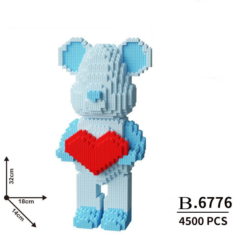 Đồ chơi lắp ráp mô hình gấu bearbrick cho bé, đồ chơi xếp hình khối giúp bé phát triển tư duy BIACARE