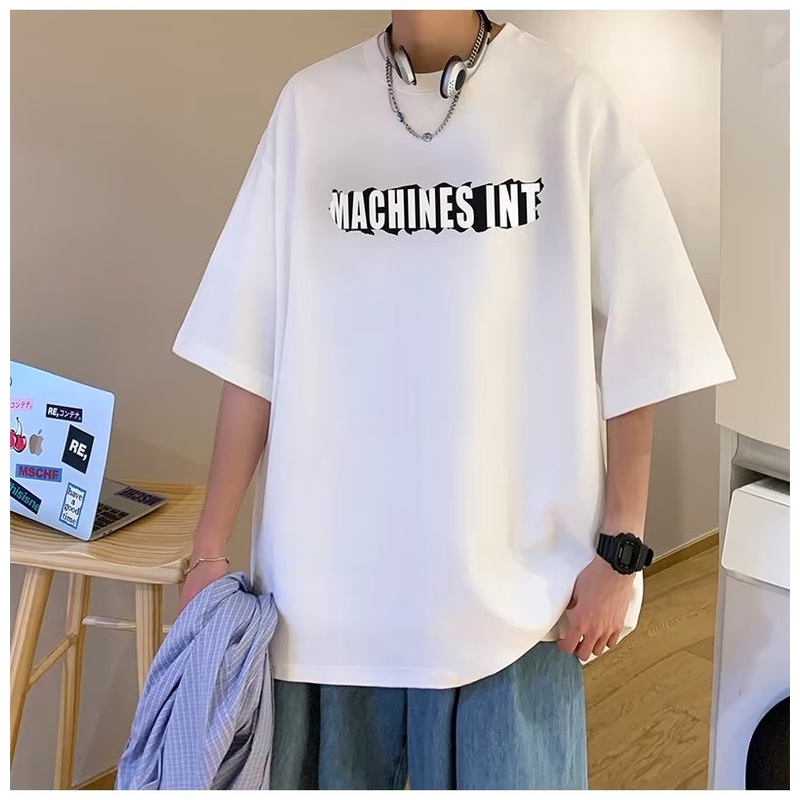 Áo Thun Tay Ngắn Cổ Tròn In Họa Tiết Hoạt Hình Phong Cách hip hop Hàn Quốc Thời Trang Cho Nam Size M-5XL