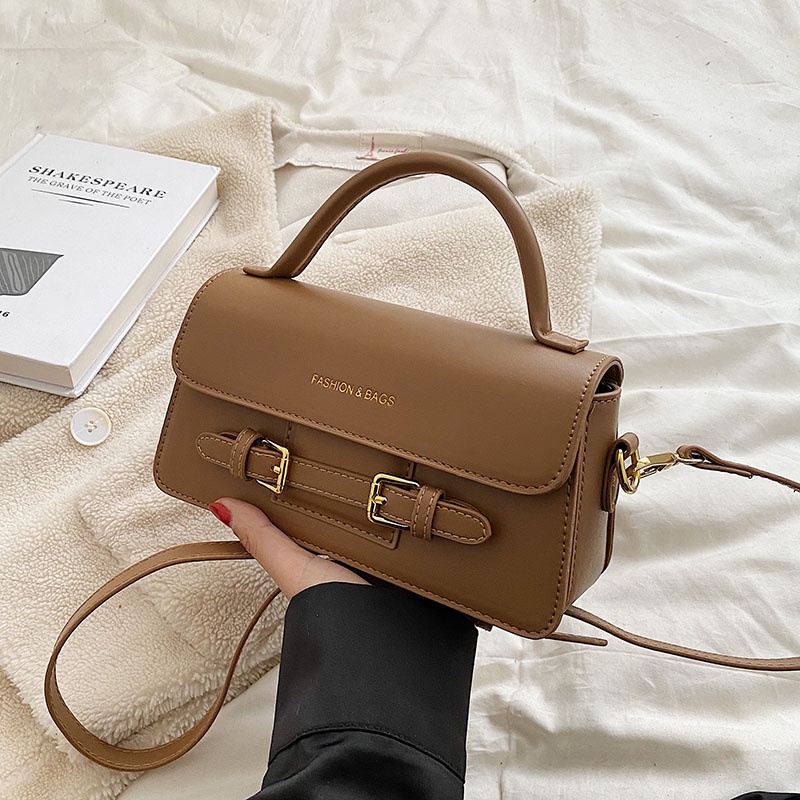 Túi Đeo Chéo Hình Vuông Nhỏ Đơn Giản Có Khóa Kéo Phong Cách harajuku Cổ Điển Cho Nữ