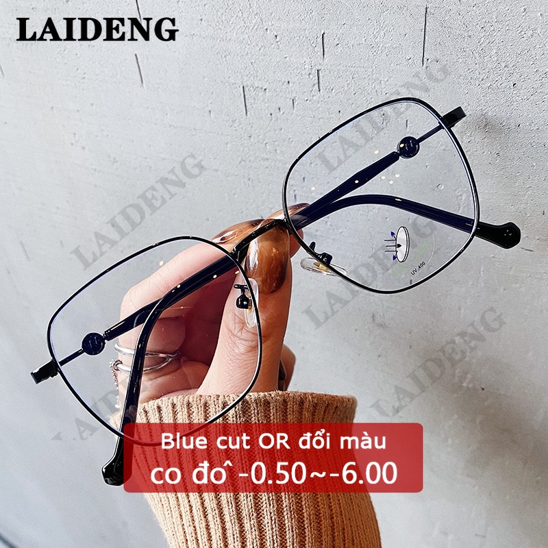 kính cận độ bảo vệ mắt hiệu quả thời trang cho gọng kim loại thiết kế mắt vuông nữ nam cận có độ mắt kính cận 0.5/1/1.5/2/2.5/3/3.5/4độ siêu nhẹ chống ánh sáng xanh oversized