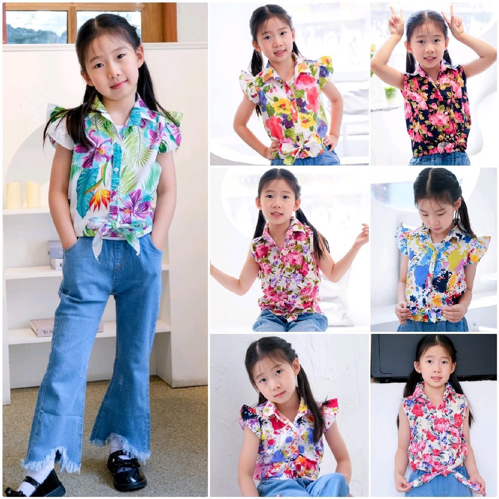 Áo sơ mi hoa trẻ em Niyom Songkran Vải Cotton thoải mái