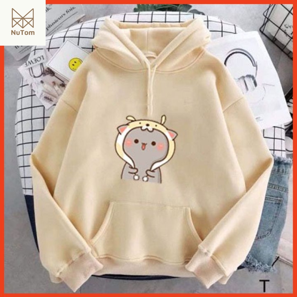 Nhiều Mẫu: Áo Hoodie Nữ Unisex NuTom Official Có Mũ Dễ Thương, Áo Nỉ Thu Đông Nữ Chất Nỉ Ấm Áp Mềm Mại In Chibi Mèo Noel | BigBuy360 - bigbuy360.vn