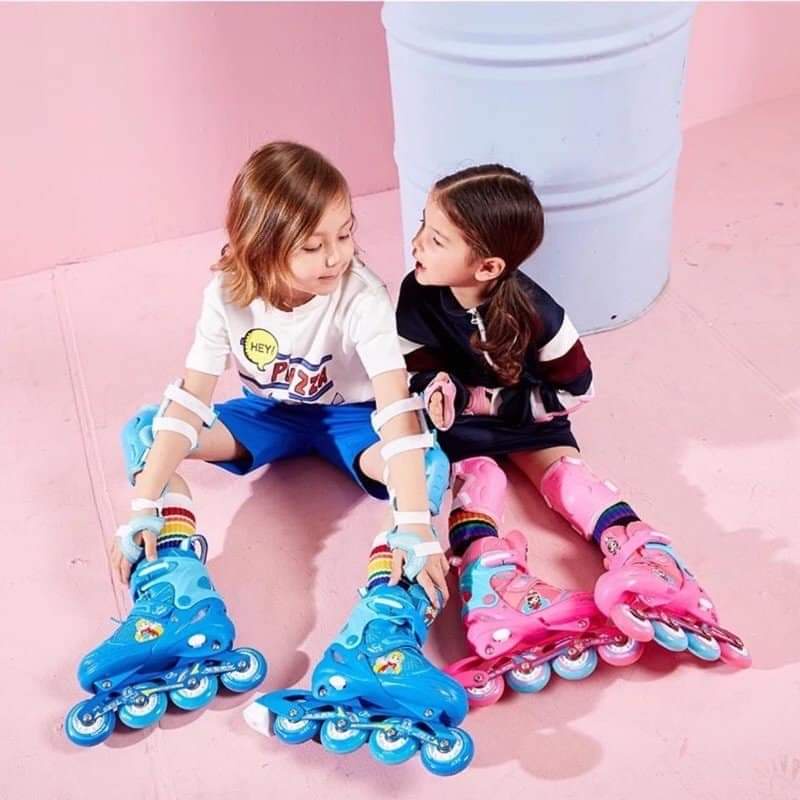 Giày trượt patin trẻ em,  8 bánh sáng Papasion kid 3, patin điều chỉnh tăng giảm được size, bánh cao su đặc