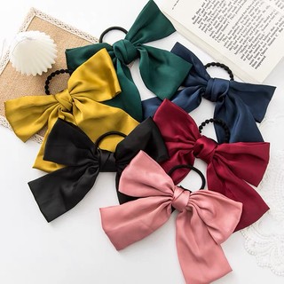 ✨【Hàng Có Sẵn】 Kẹp Tóc Ruy Băng Lụa Satin Đính Nơ Lớn Dễ Thương Hàn Quốc
