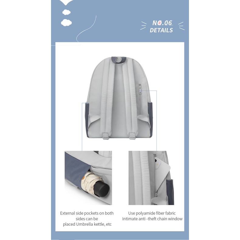 Mr. ace Homme Tro blue series Ba Lô Đi Học Đựng Máy Tính Đơn Giản Mùa Hè Đi Chơi Giải Trí Cho Nam Và Nữ