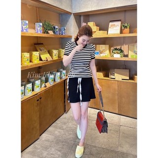 🖤🖤set len gân áo phối sọc phối chân váy ngắn năng động