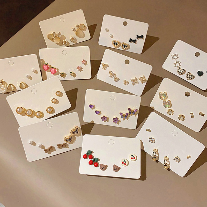 Bộ 3 Đôi Bông Tai Mạ Bạc 925 Hình Hoa Tulip / Cherry / Cherry Không Gây Dị Ứng Kiểu Hàn Quốc timetunnel